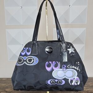 Coach Poppy Graffiti Bag Black Purple Interior Hangtag – Repair / Project
